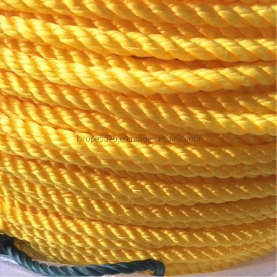 Diámetro 20mm * 500mtrs 3 hebras de nylon amarillo PP poliéster amida cuerda