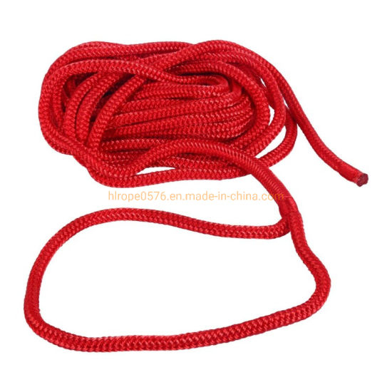 Línea de muelle de nailon trenzado de doble hebra de 3/4 de pulgada y 25 pies de color rojo, cuerda de amarre, línea de muelle trenzada de doble hebra