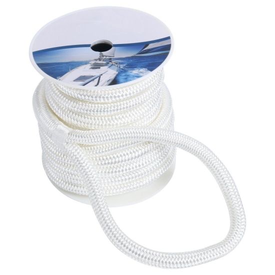 Blanco 3/4 pulgadas 50 pies Cuerda de nylon trenzada de doble hebra Cuerda de amarre Línea de muelle trenzada de doble hebra