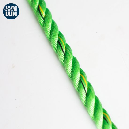 Cuerda de cáñamo PP verde de 3 hilos para transporte y amarre