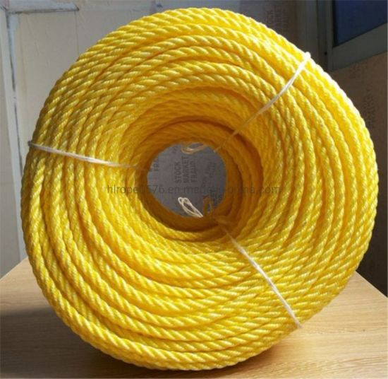 Diámetro 20mm * 500mtrs 3 hebras de nylon amarillo PP poliéster amida cuerda
