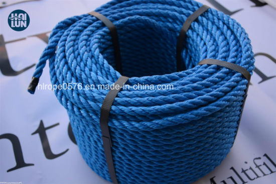 3 hebras Cuerdas de bote de polipropileno de remolque de alta calidad torcido azul