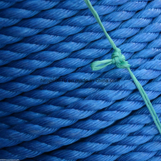 Buena calidad 3strand blue pp cuerda para amarre