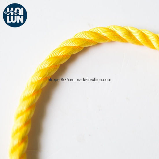 Cuerda de polipropileno amarillo de 3 hebras para la pesca y marina.