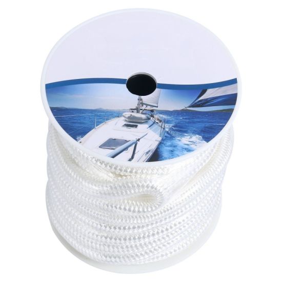 Blanco 3/4 pulgadas 50 pies Cuerda de nylon trenzada de doble hebra Cuerda de amarre Línea de muelle trenzada de doble hebra