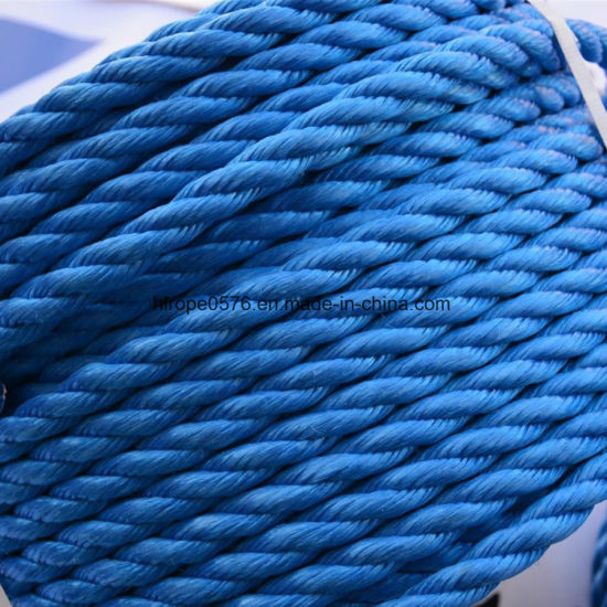 Buena calidad 3strand blue pp cuerda para amarre y pesca