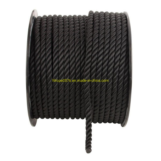 Cuerda de nylon torcido cuerda de amarre negra