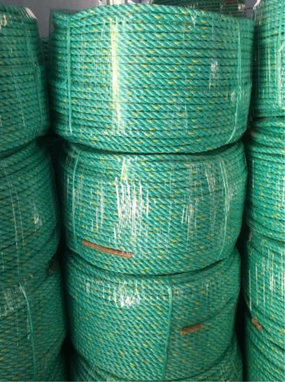 3 hebras de cuerda de pesca verde trenzada de nailon PP de 16 mm