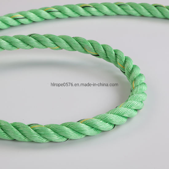 3 hebras de cuerda de polipropileno marino de cuerda PP verde