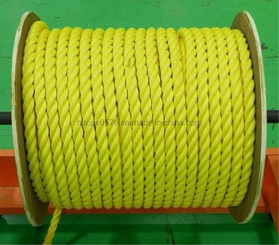 Diámetro 20mm * 500mtrs 3 hebras de nylon amarillo PP poliéster amida cuerda