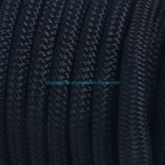 Negro 5/8 "50 FT Línea de muelle de nylon trenzado de doble hebra Cuerda de amarre Trenza de doble hebra