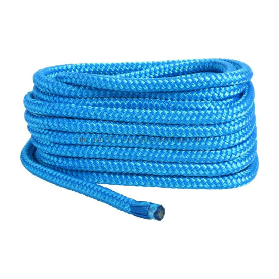 Azul 3/4 pulgadas 25 pies doble hilo trenzado de poliéster línea de muelle línea de amarre cable de muelle trenzado de doble hilo