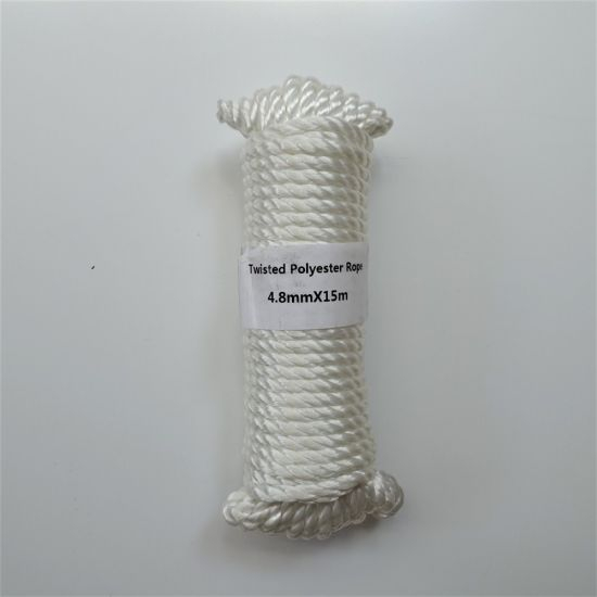 4.8MMX15M Cuerda de poliéster torcido cuerda de la cuerda de la cuerda que navega Camping Línea segura línea de ropa